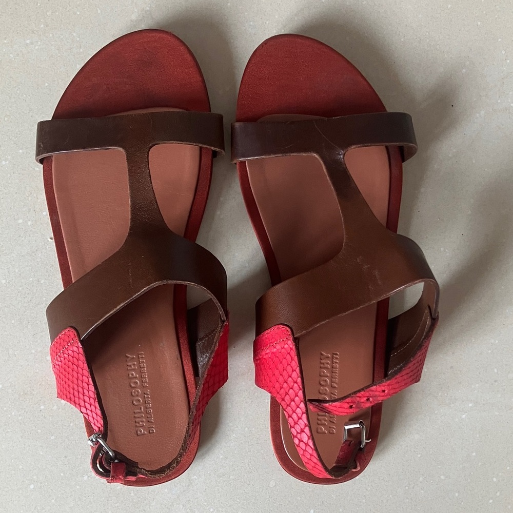 Philosophy di Alberta Ferretti Red and Brown Sandals